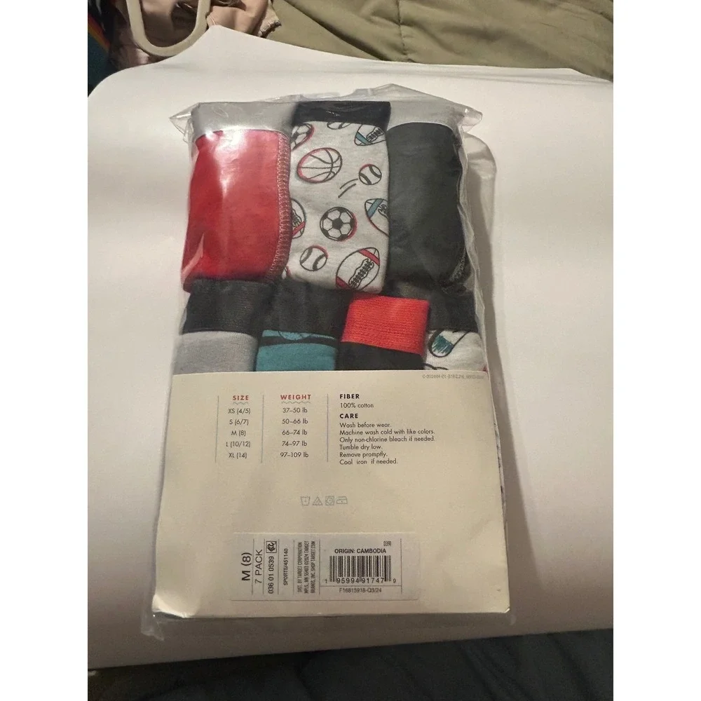 Cat & Jack Boys Boxer Briefs 7 Pack Sports Prints Solids Multicolor Size M 8